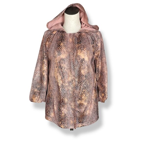 Chi By Falchi Jackets & Blazers - Chi by Falchi Jacket Faux Reptile Skin NWT Detachable Hood Women Size Large Coat
